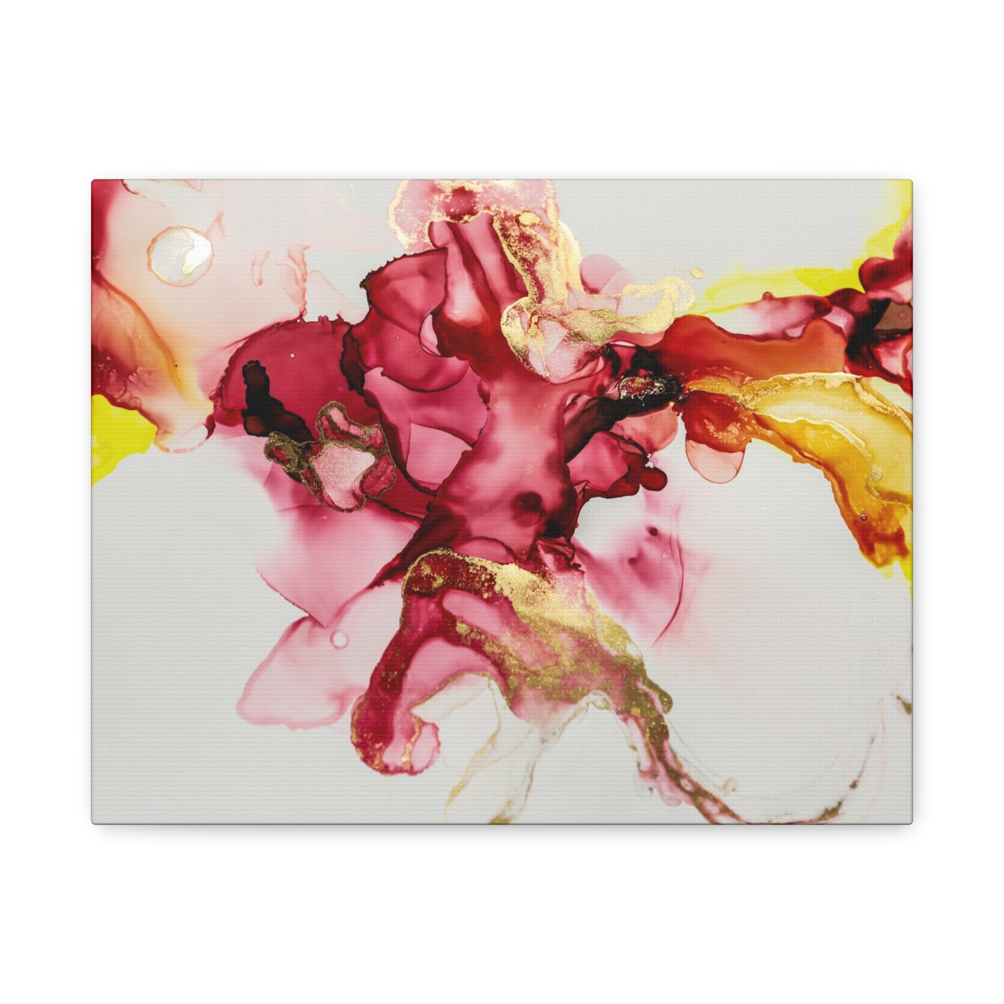 Abstract Pink & Gold Alcohol Ink Art Canvas Print — Matte Stretched Wall Art