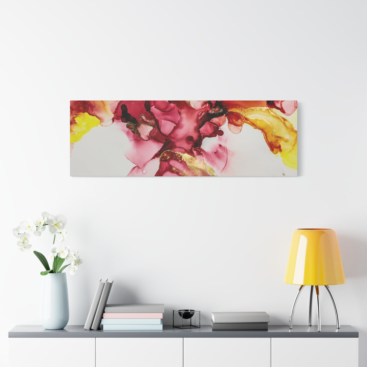 Abstract Pink & Gold Alcohol Ink Art Canvas Print — Matte Stretched Wall Art