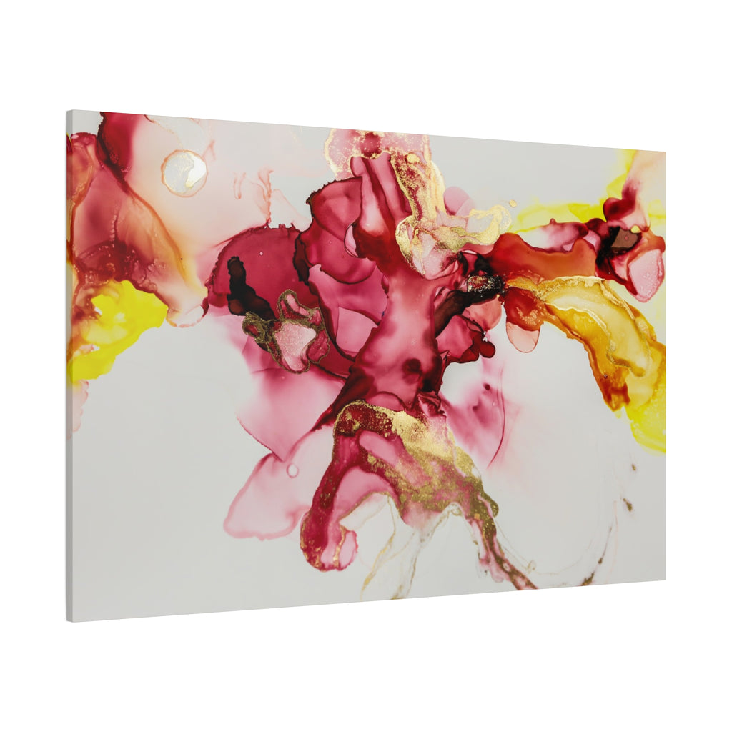 Abstract Pink & Gold Alcohol Ink Art Canvas Print — Matte Stretched Wall Art