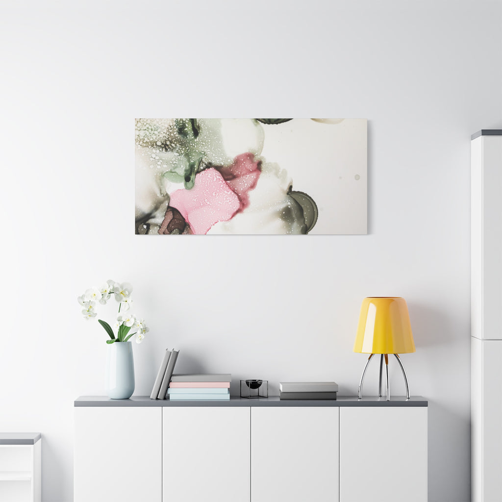 Abstract Pink & Sage Alcohol Ink Canvas Print — Modern Wall Art