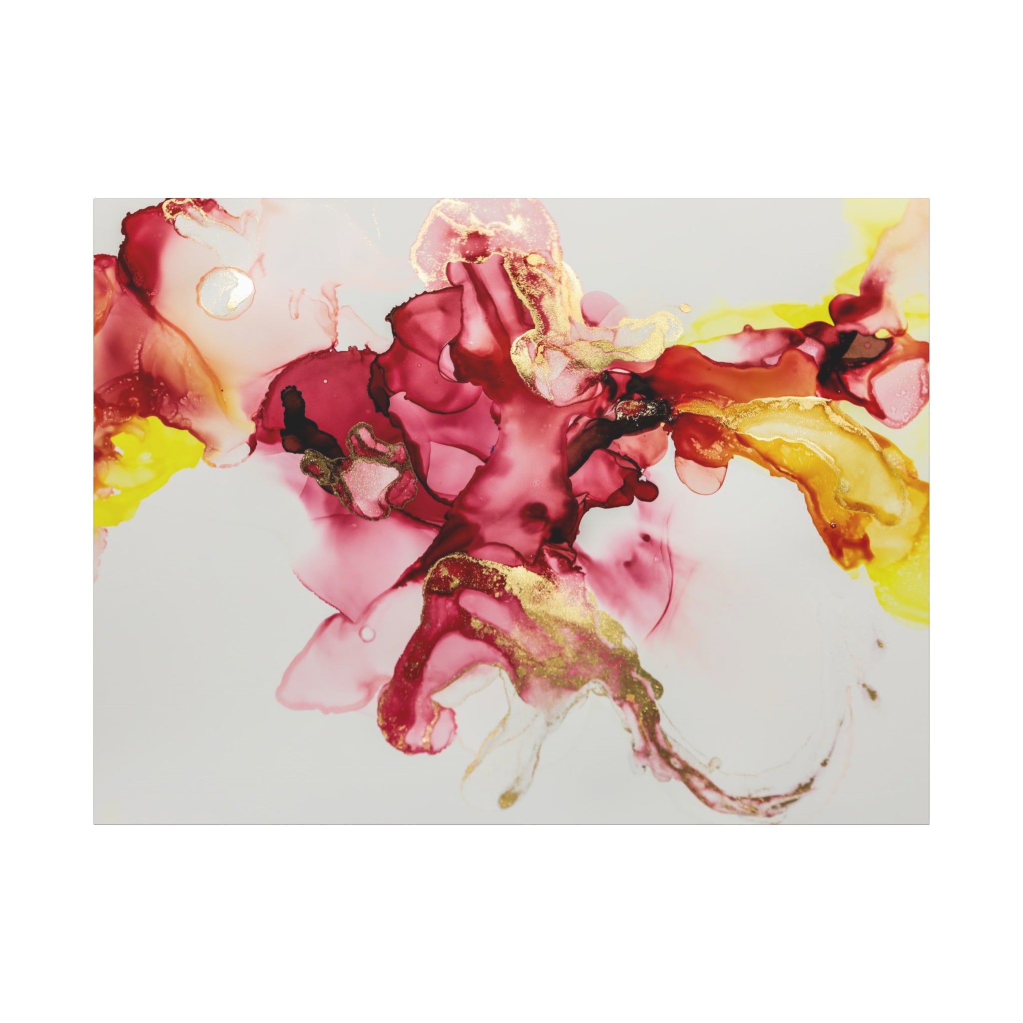 Abstract Pink & Gold Alcohol Ink Art Canvas Print — Matte Stretched Wall Art