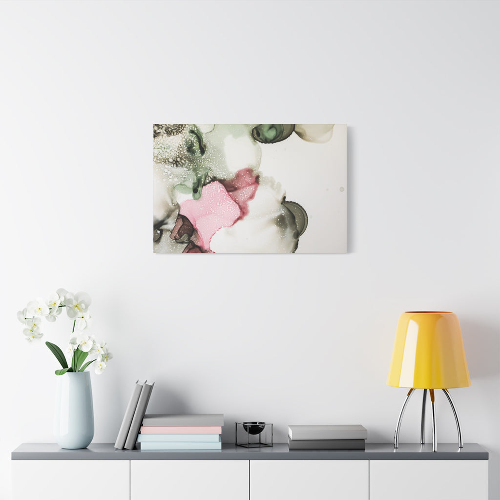 Abstract Pink & Sage Alcohol Ink Canvas Print — Modern Wall Art