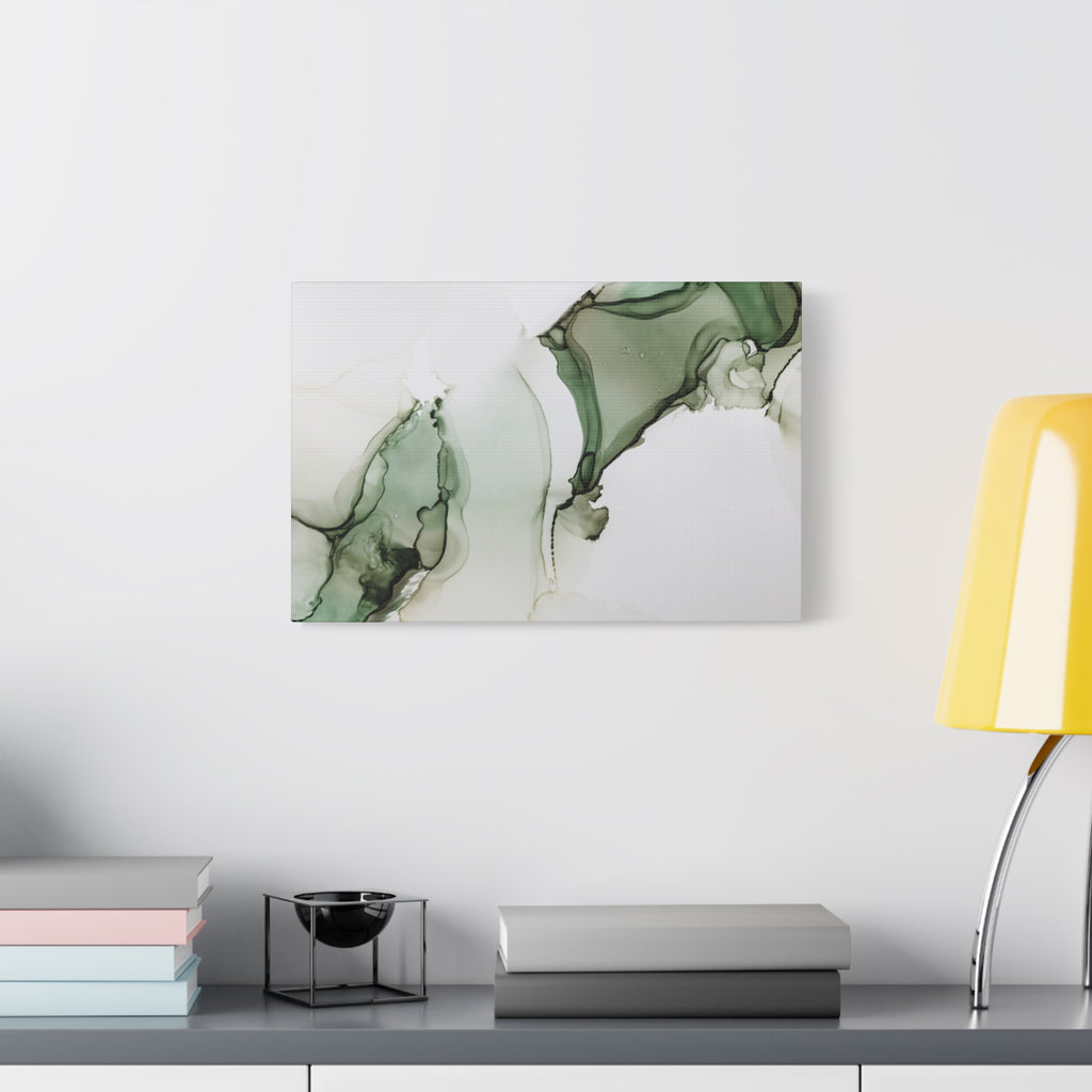 Green Ink Abstract Matte Canvas Print — Stretched 1.25" Wall Art