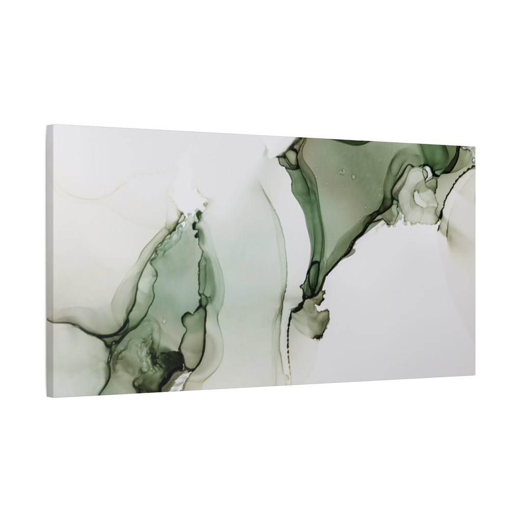Green Ink Abstract Matte Canvas Print — Stretched 1.25" Wall Art