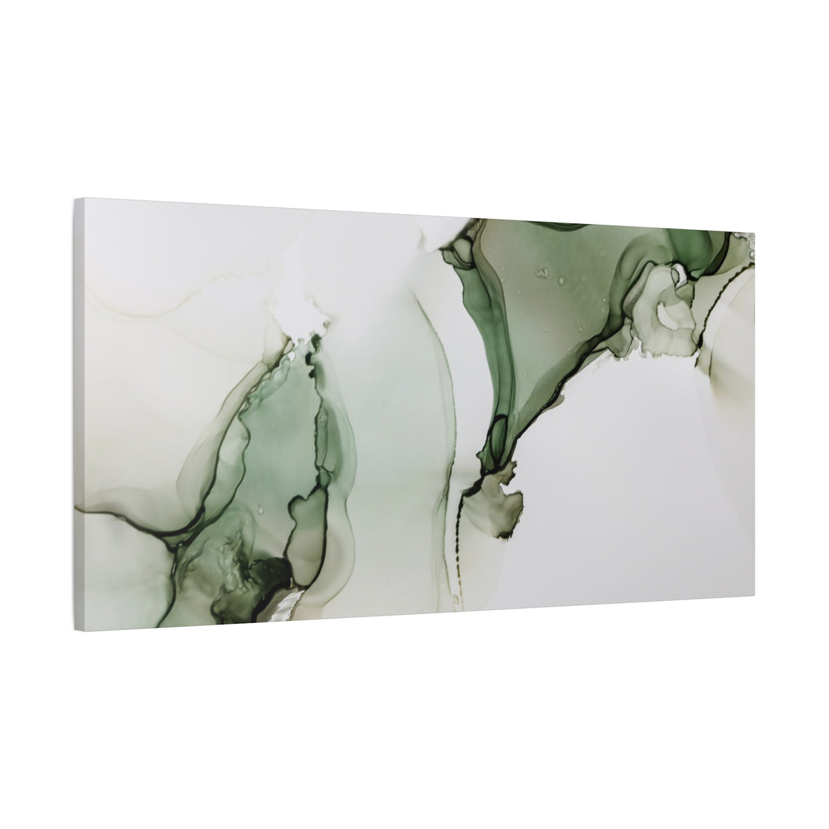 Green Ink Abstract Matte Canvas Print — Stretched 1.25" Wall Art