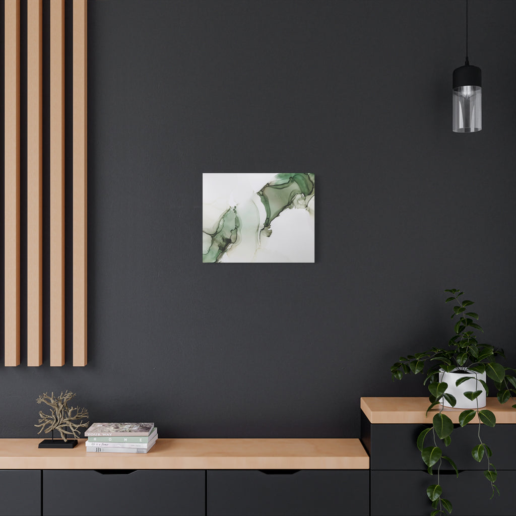 Green Ink Abstract Matte Canvas Print — Stretched 1.25" Wall Art