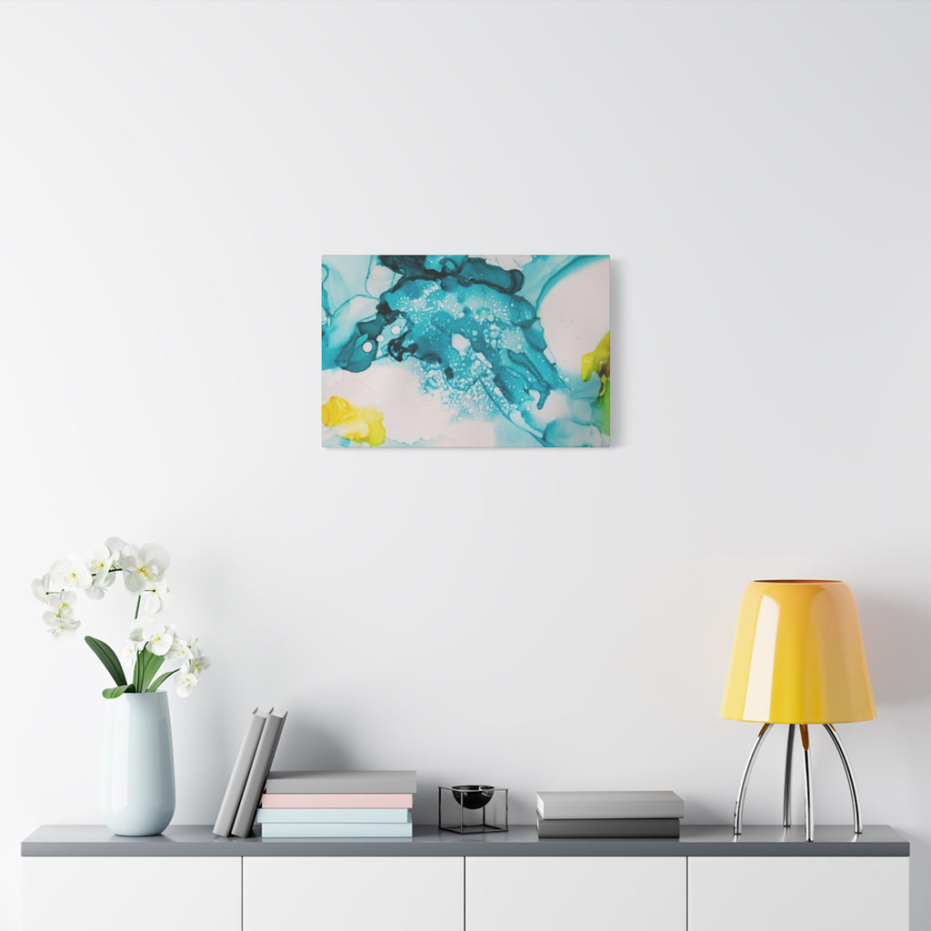 Teal & Yellow Abstract Fluid Art Canvas