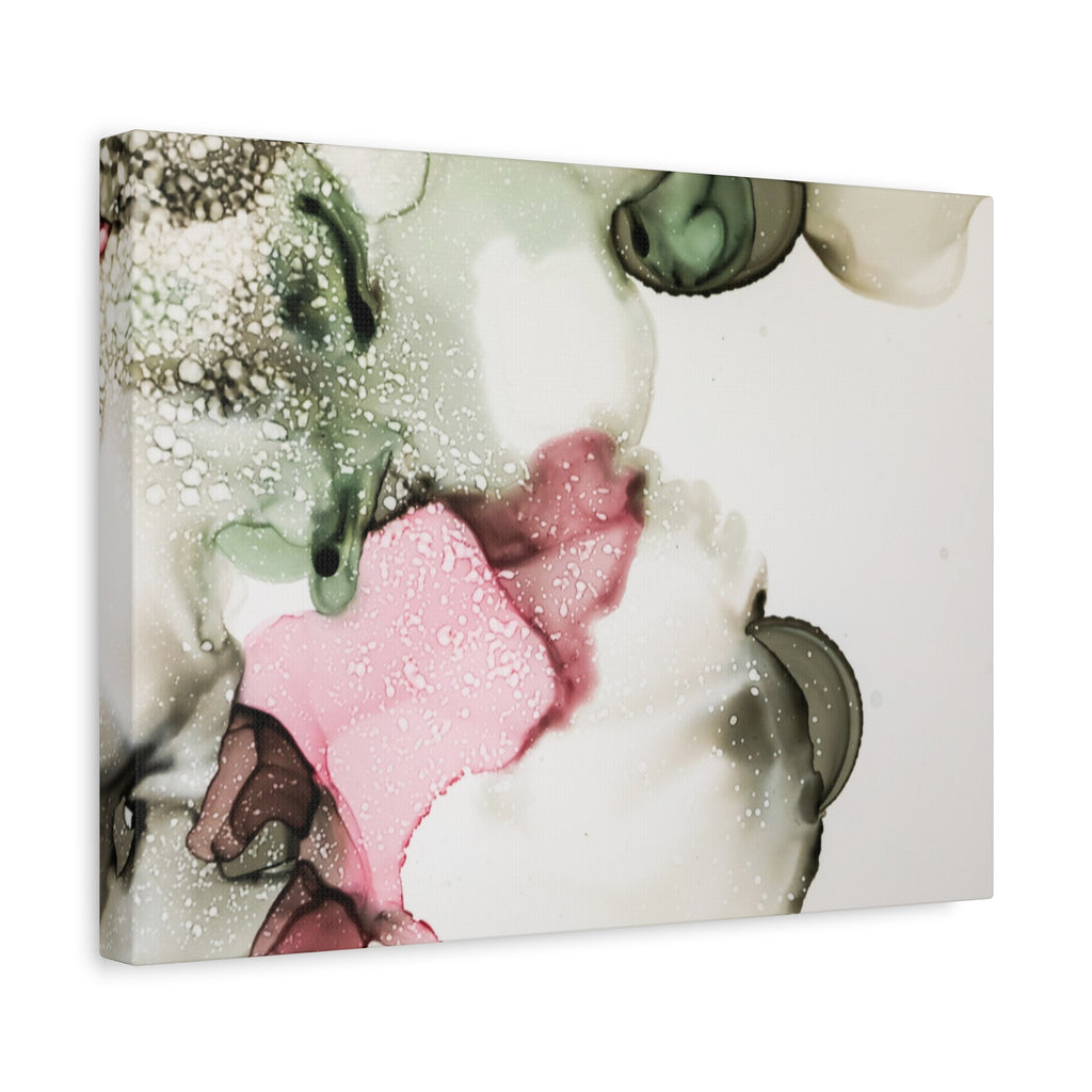 Abstract Pink & Sage Alcohol Ink Canvas Print — Modern Wall Art