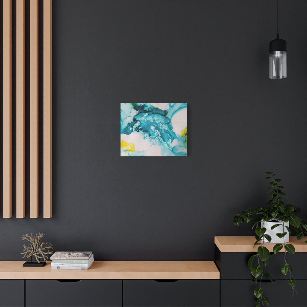 Teal & Yellow Abstract Fluid Art Canvas