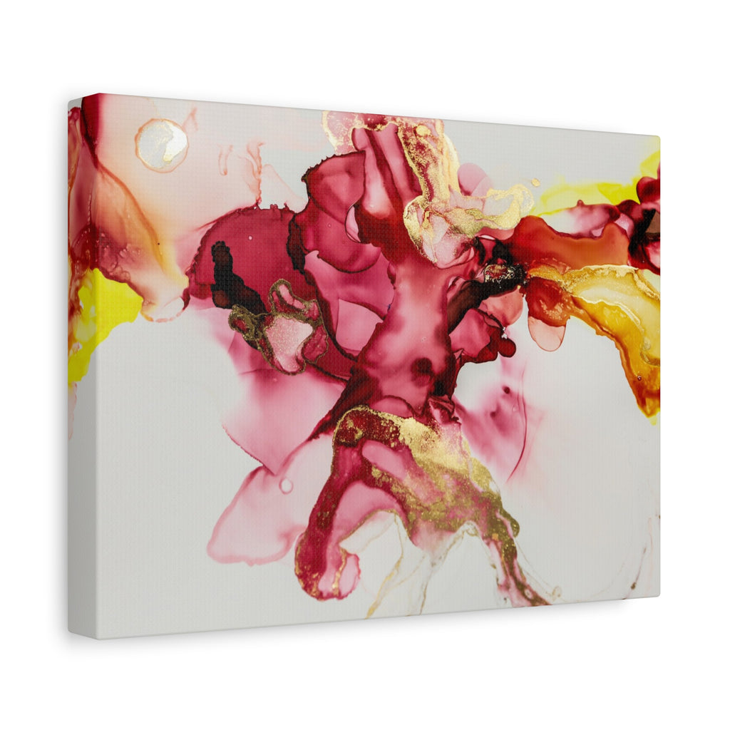 Abstract Pink & Gold Alcohol Ink Art Canvas Print — Matte Stretched Wall Art