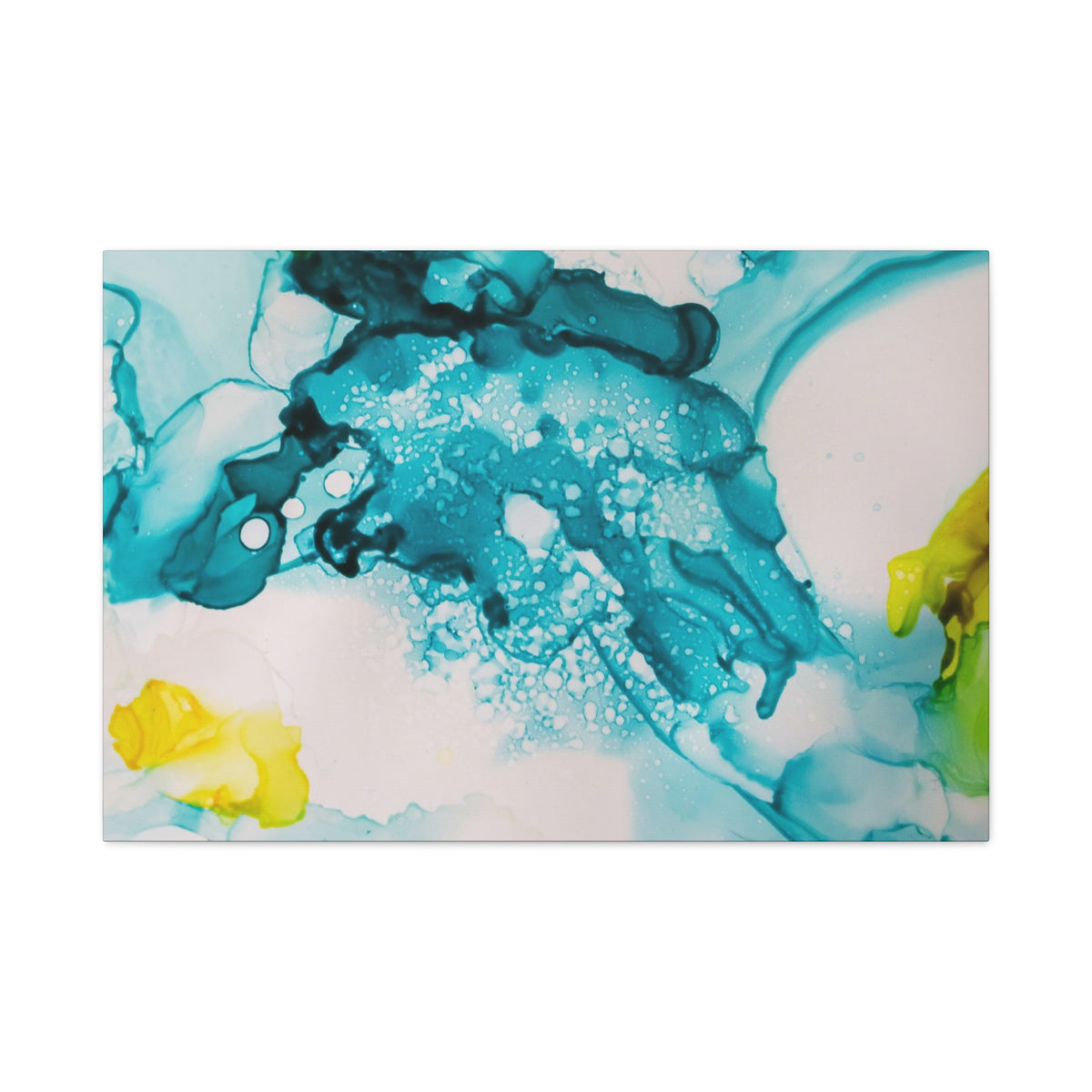 Teal & Yellow Abstract Fluid Art Canvas