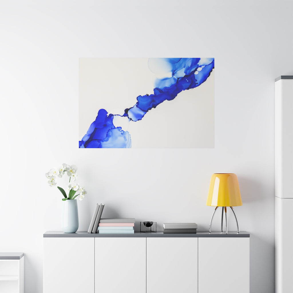 Blue Ink Abstract Matte Canvas Print — Stretched 1.25\"