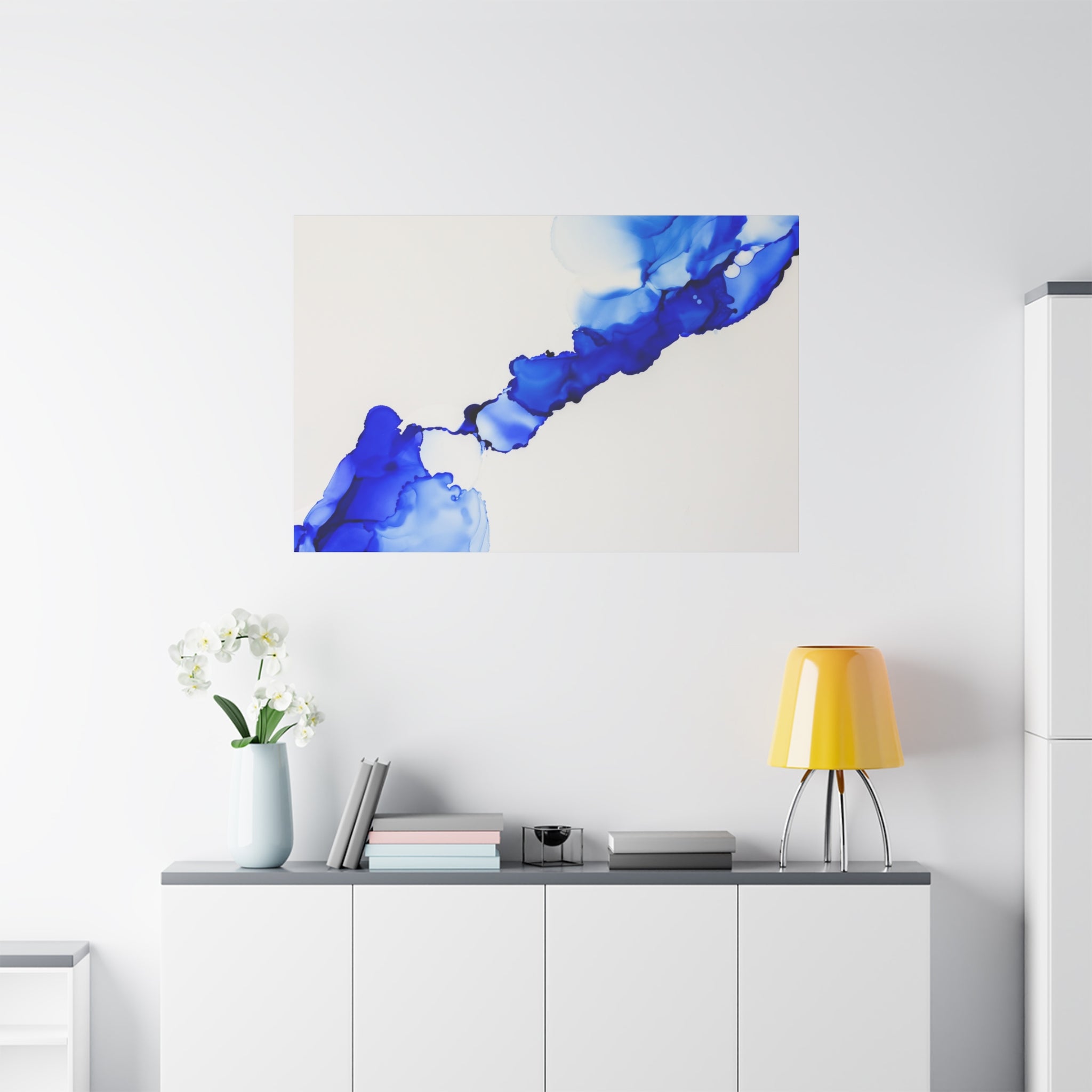 Blue Ink Abstract Matte Canvas Print — Stretched 1.25\"