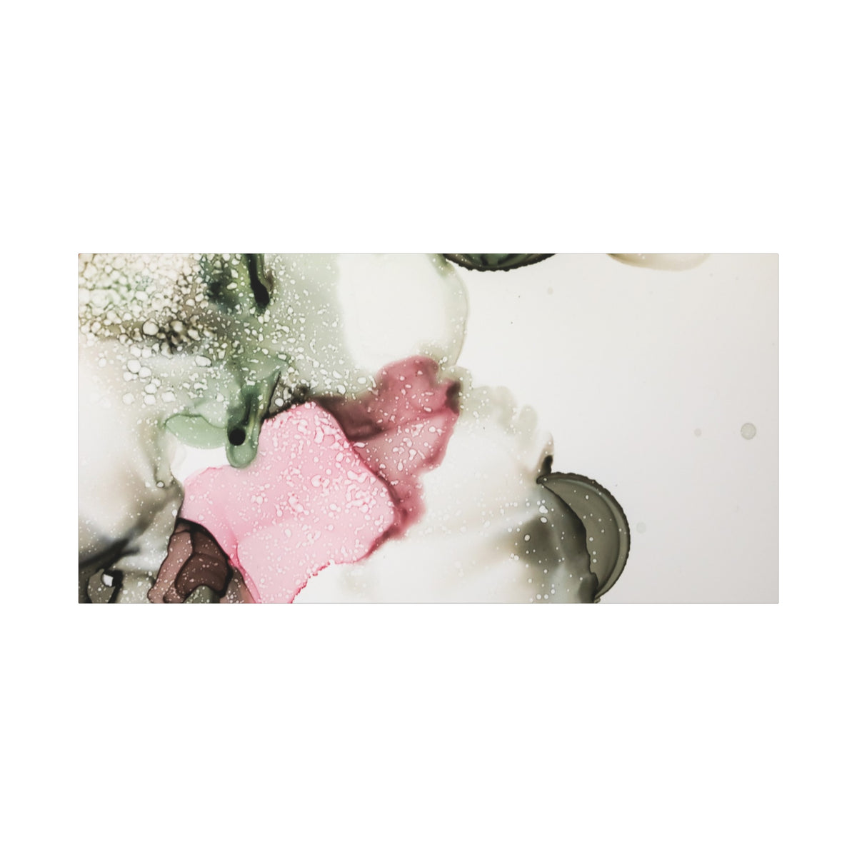 Abstract Pink & Sage Alcohol Ink Canvas Print — Modern Wall Art