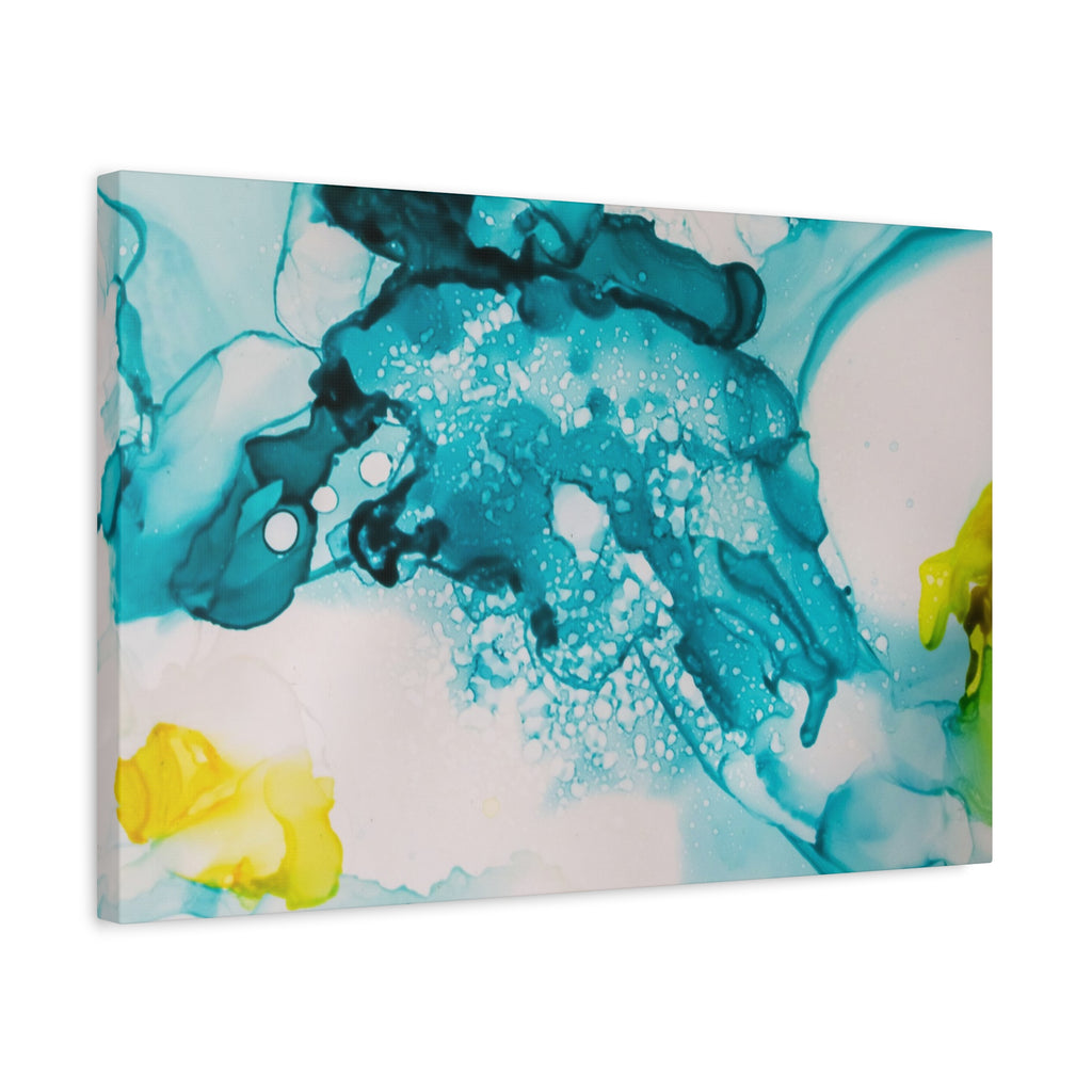 Teal & Yellow Abstract Fluid Art Canvas