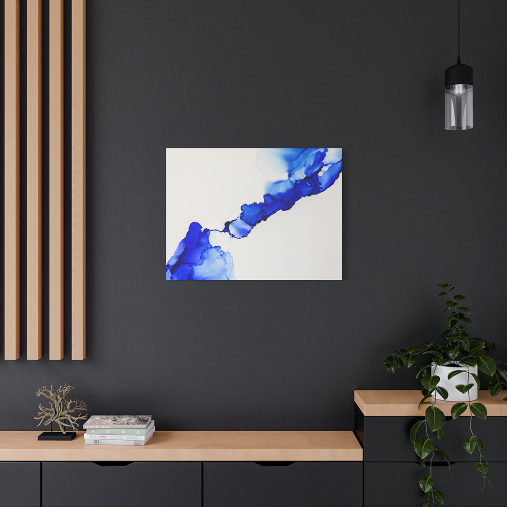 Blue Ink Abstract Matte Canvas Print — Stretched 1.25\"