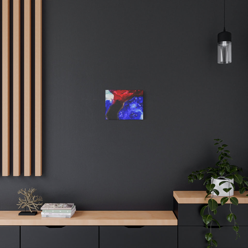 Abstract Geode Resin Art Canvas – Blue & Red Fluid Wall Art (Matte Stretched)