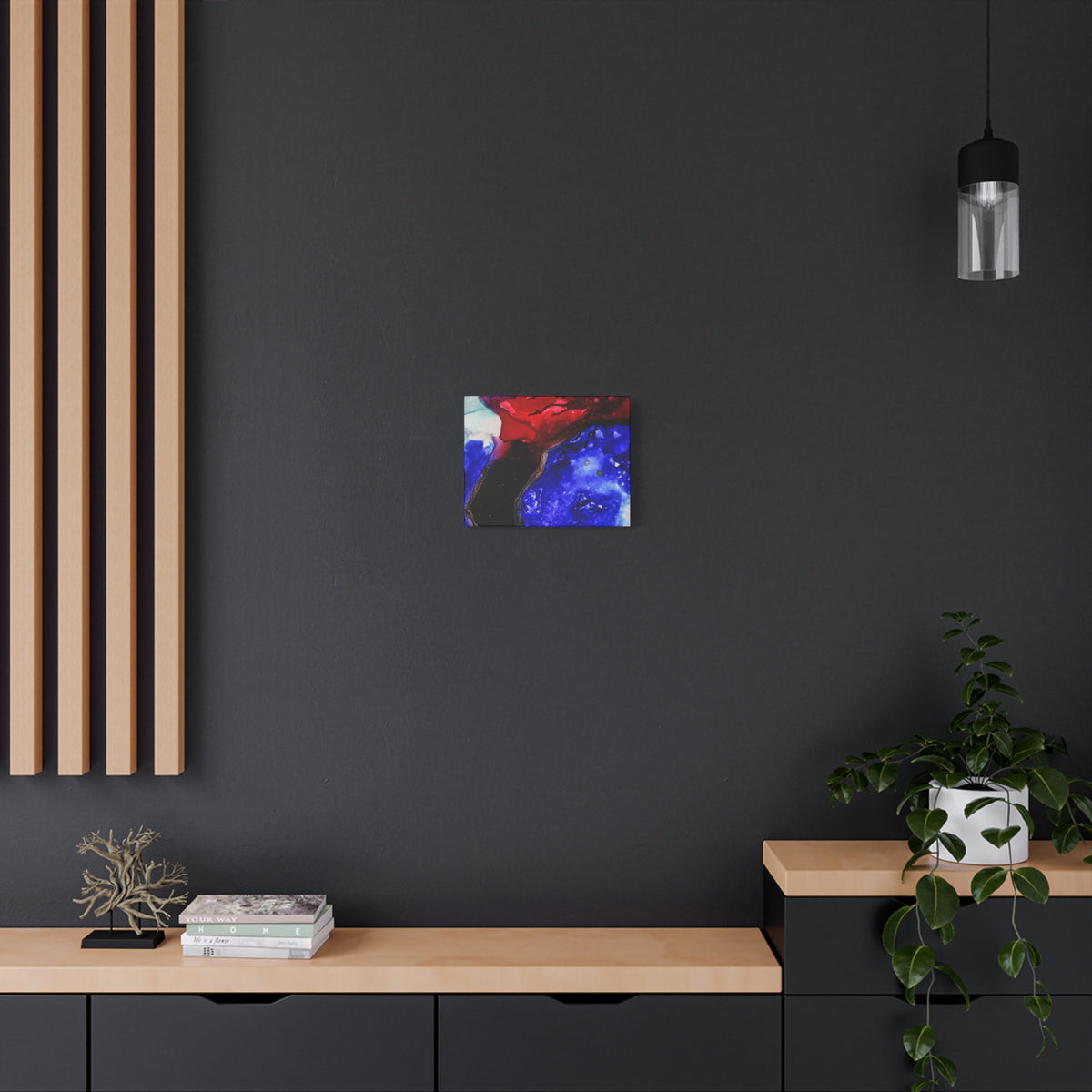 Abstract Geode Resin Art Canvas – Blue & Red Fluid Wall Art (Matte Stretched)