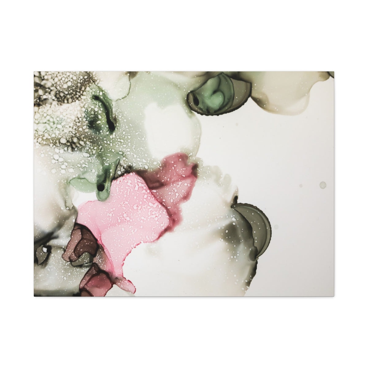 Abstract Pink & Sage Alcohol Ink Canvas Print — Modern Wall Art
