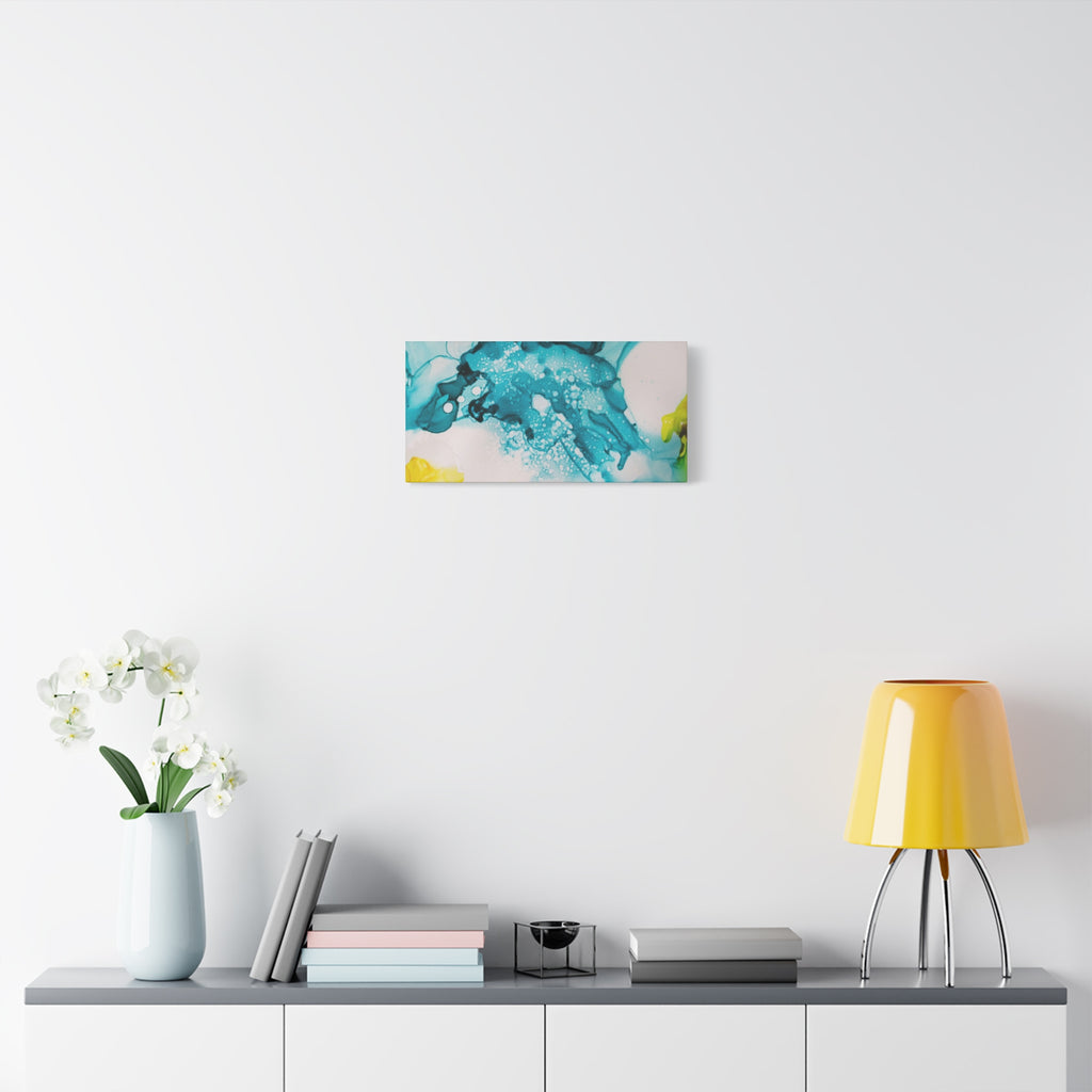 Teal & Yellow Abstract Fluid Art Canvas