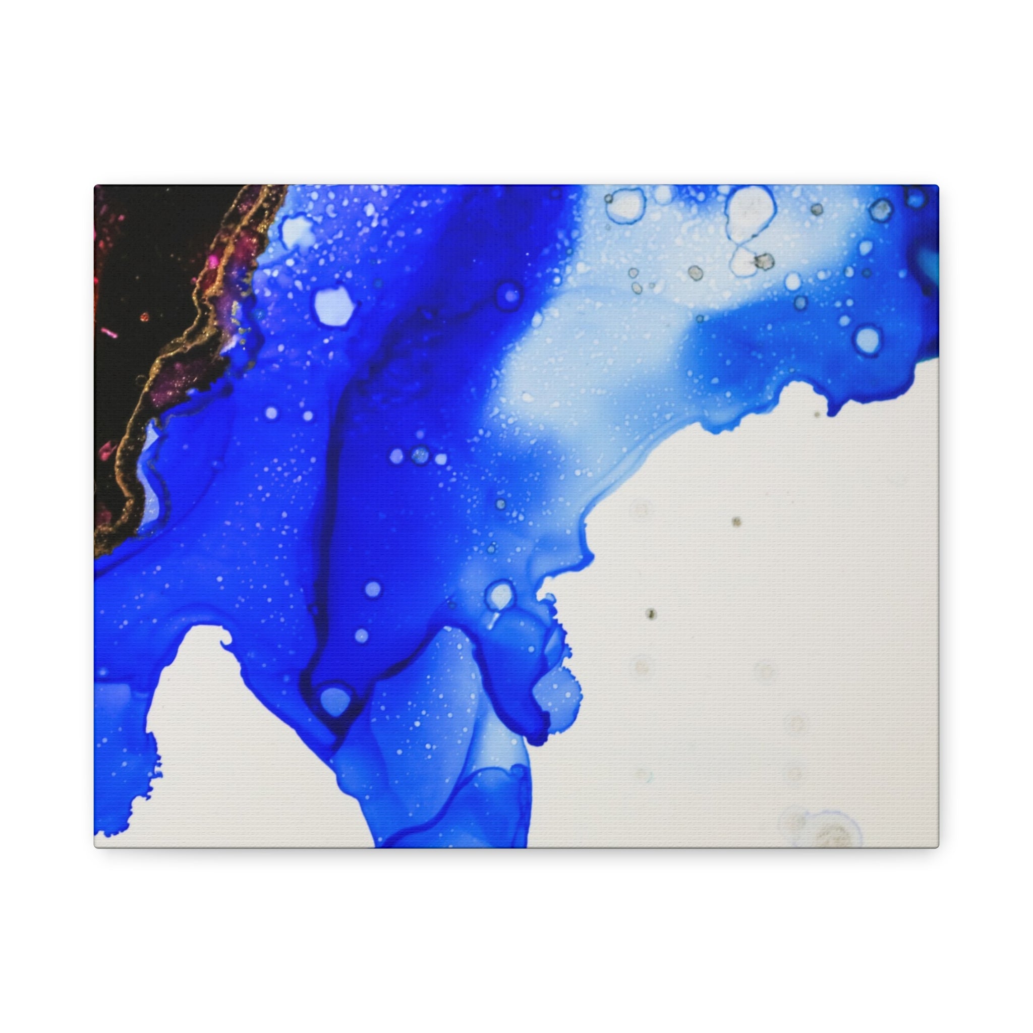 Abstract Blue Ink Art Canvas Print — Oceanic Fluid Painting