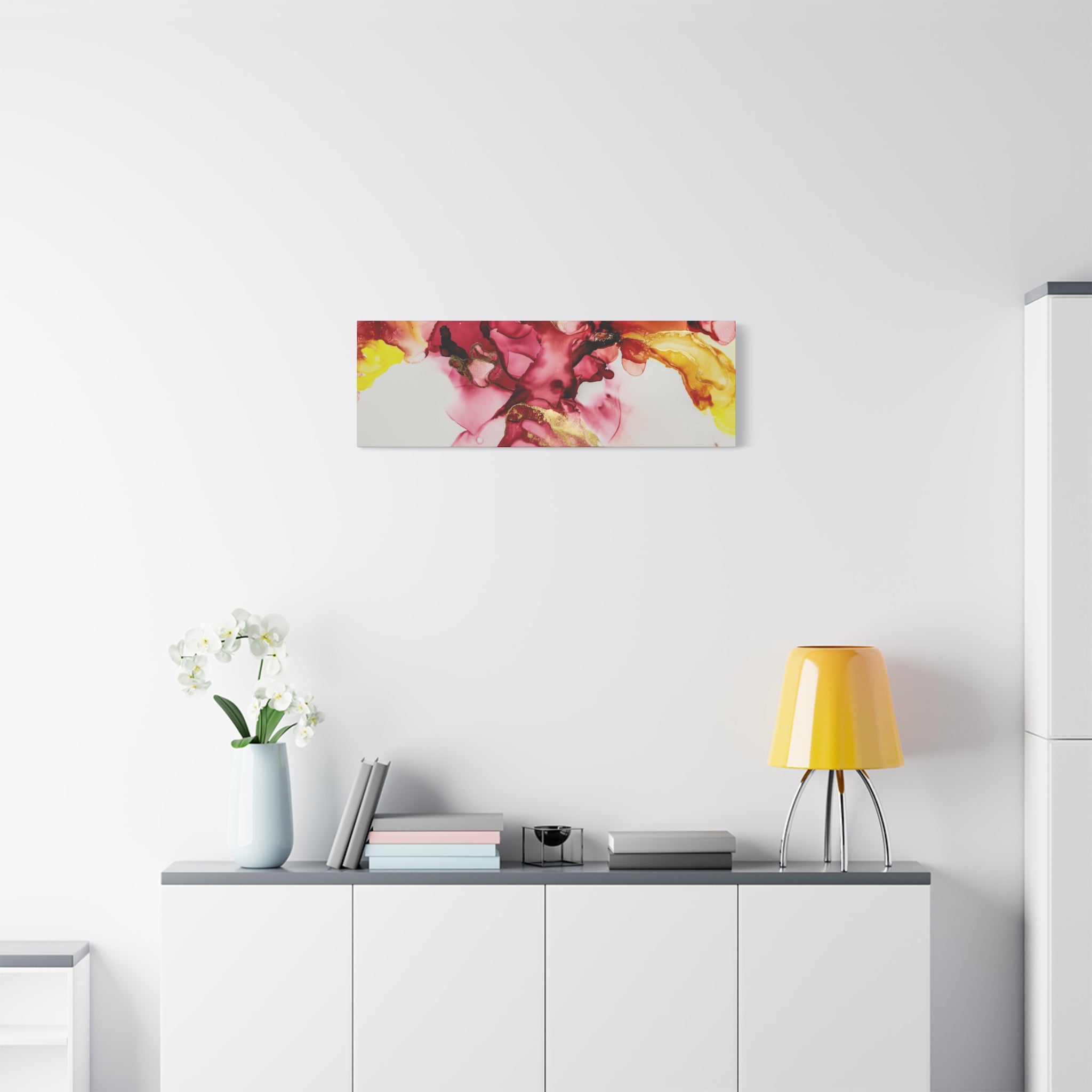Abstract Pink & Gold Alcohol Ink Art Canvas Print — Matte Stretched Wall Art