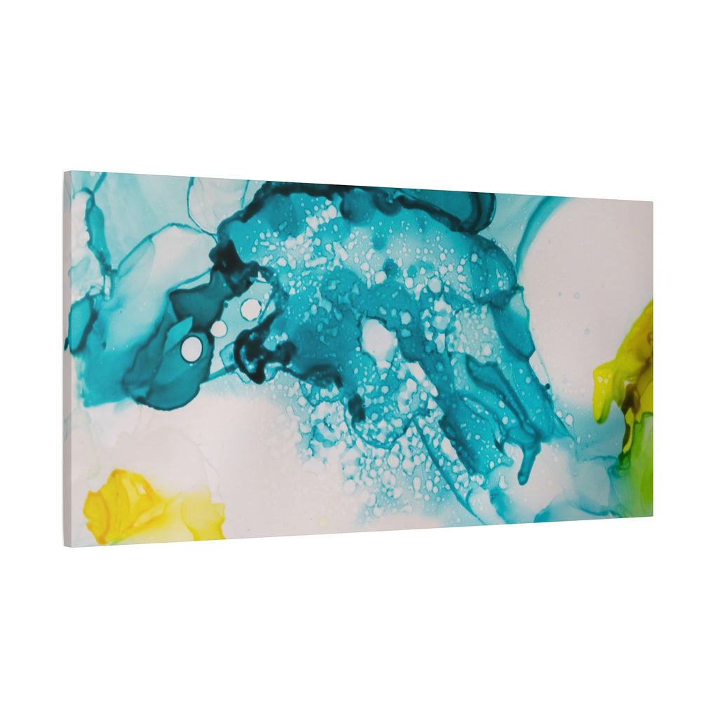 Teal & Yellow Abstract Fluid Art Canvas