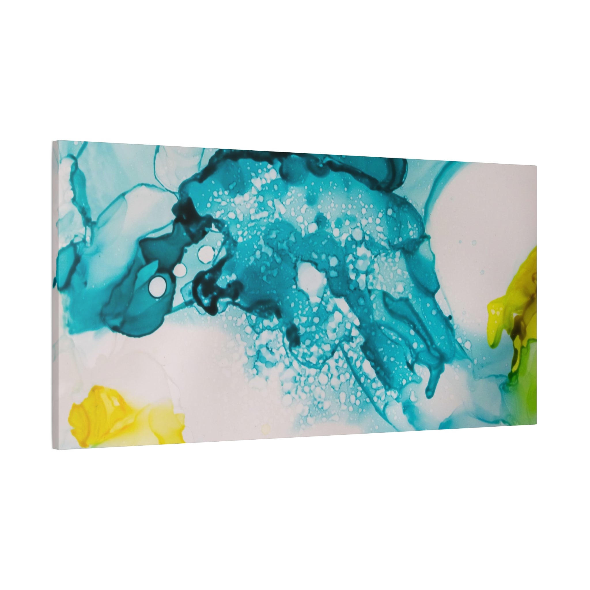 Teal & Yellow Abstract Fluid Art Canvas