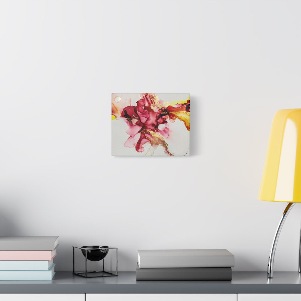 Abstract Pink & Gold Alcohol Ink Art Canvas Print — Matte Stretched Wall Art