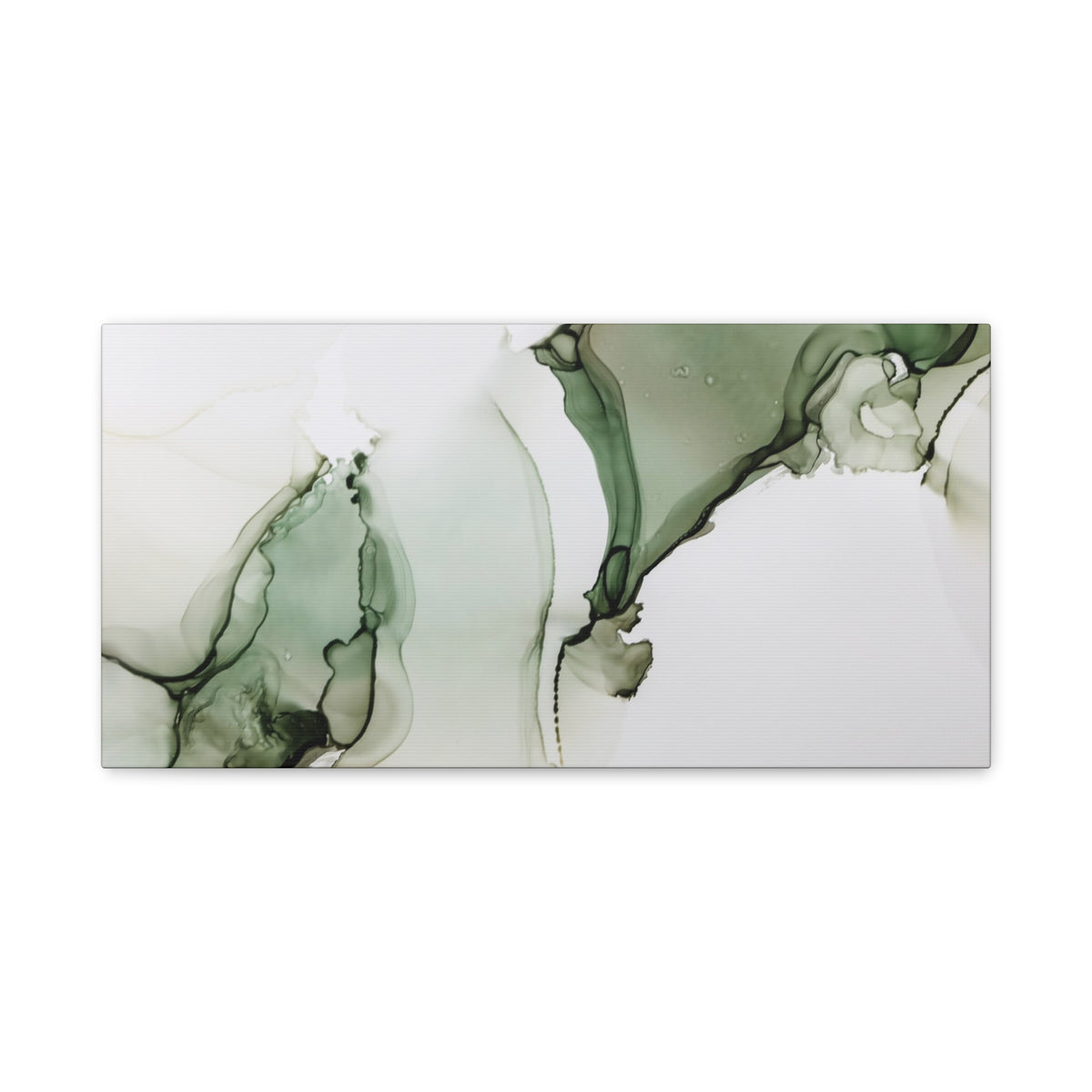 Green Ink Abstract Matte Canvas Print — Stretched 1.25" Wall Art