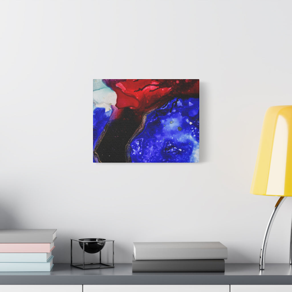 Abstract Geode Resin Art Canvas – Blue & Red Fluid Wall Art (Matte Stretched)