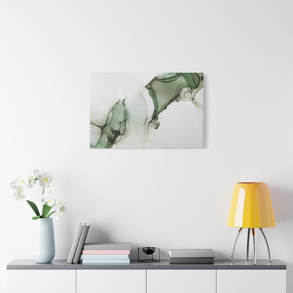 Green Ink Abstract Matte Canvas Print — Stretched 1.25" Wall Art