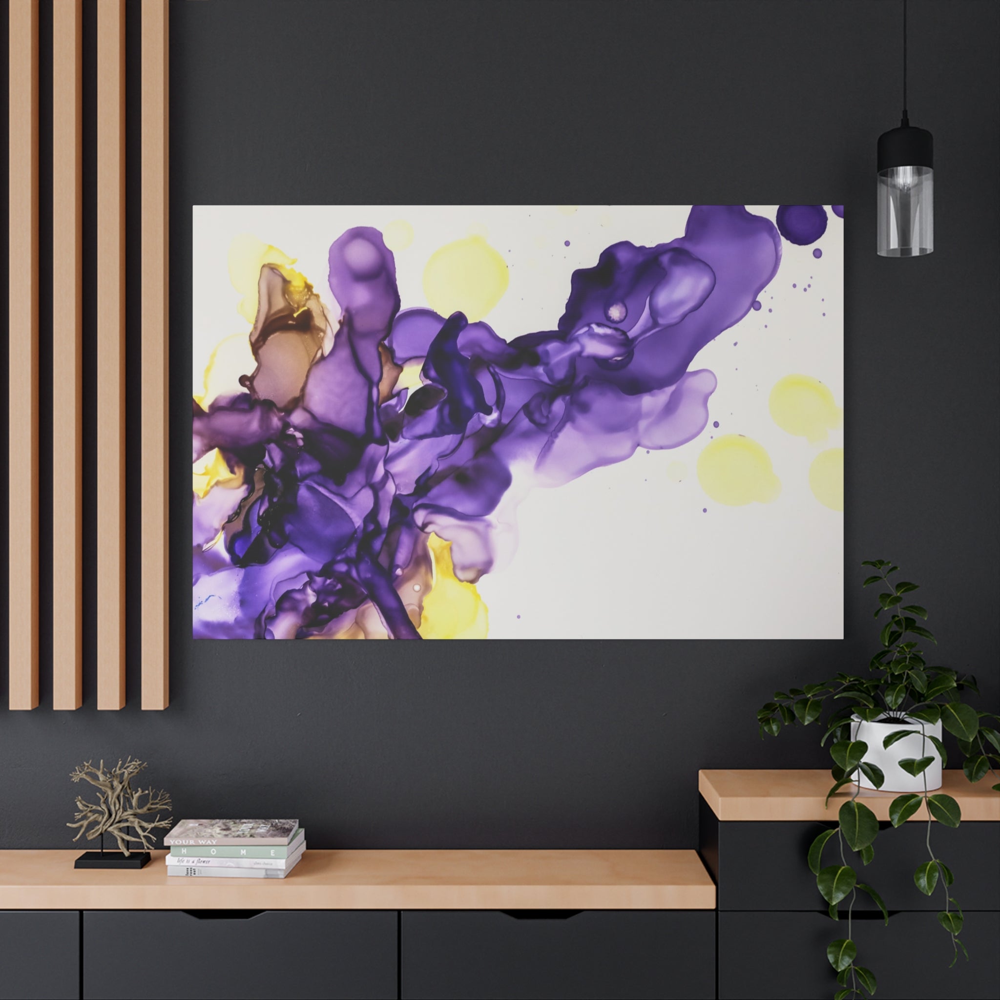 Purple Abstract Alcohol Ink Canvas Print — Matte Stretched Wall Art