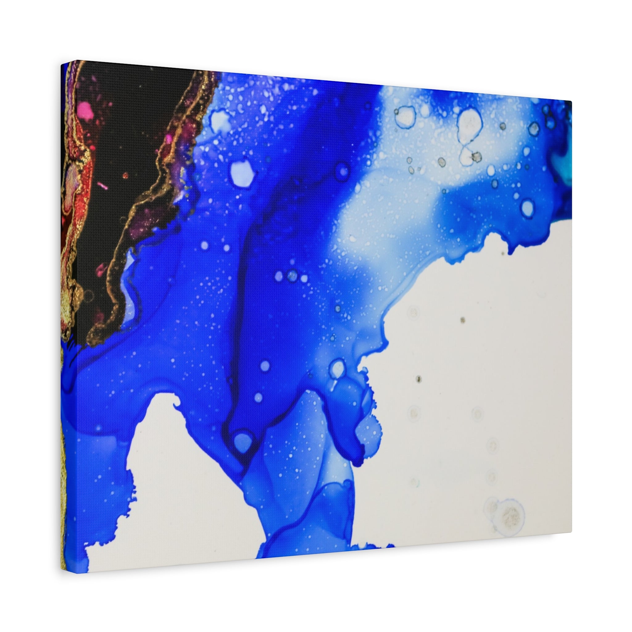 Abstract Blue Ink Art Canvas Print — Oceanic Fluid Painting