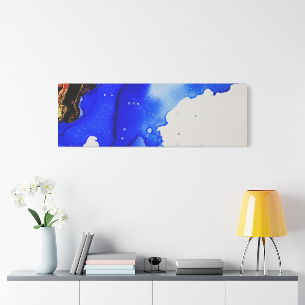 Abstract Blue Ink Art Canvas Print — Oceanic Fluid Painting