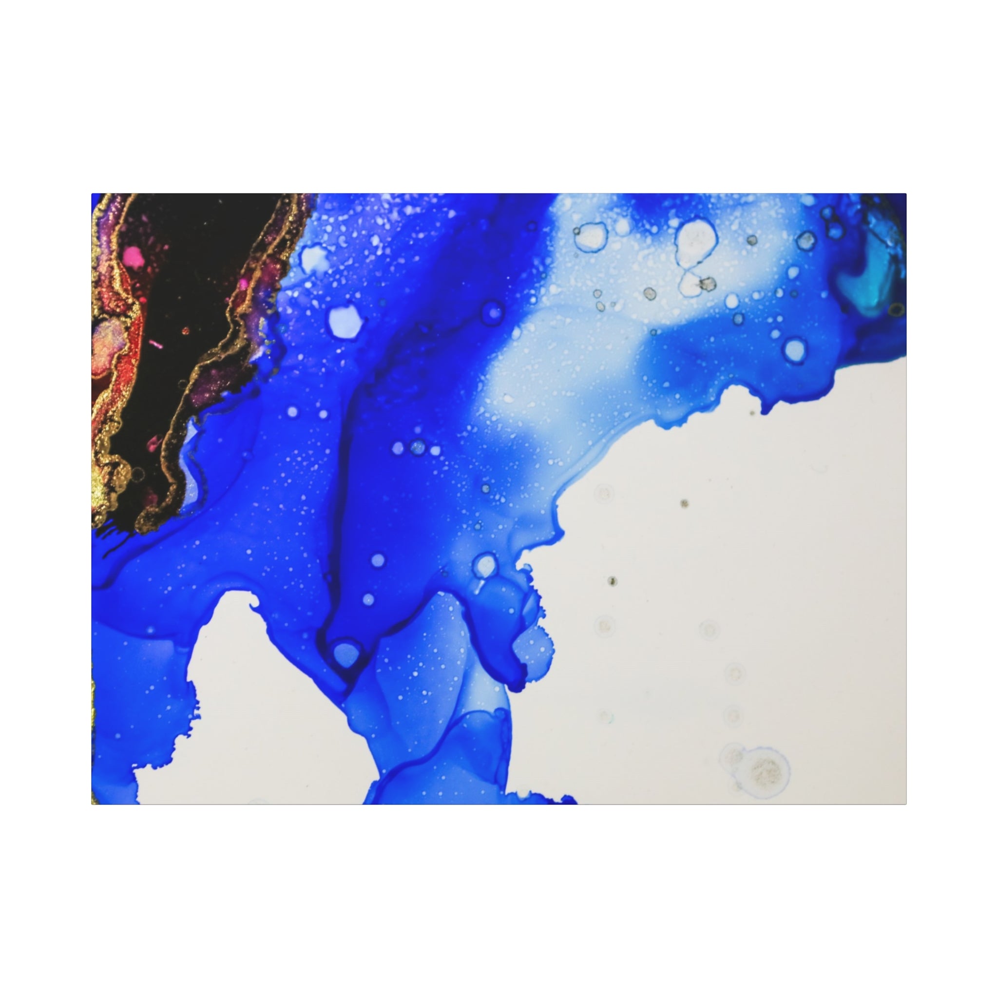 Abstract Blue Ink Art Canvas Print — Oceanic Fluid Painting