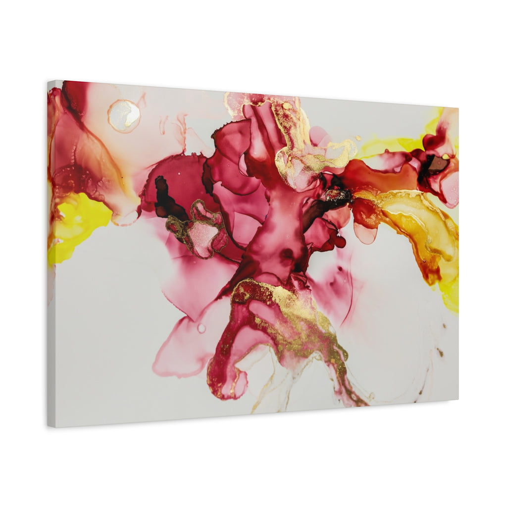 Abstract Pink & Gold Alcohol Ink Art Canvas Print — Matte Stretched Wall Art