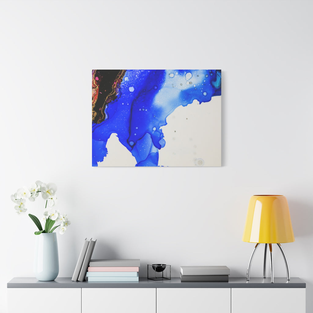 Abstract Blue Ink Art Canvas Print — Oceanic Fluid Painting