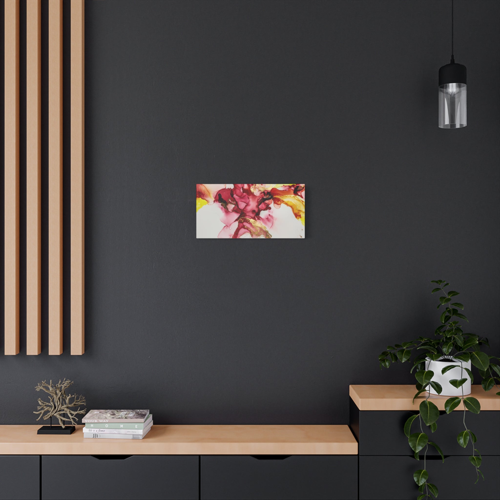 Abstract Pink & Gold Alcohol Ink Art Canvas Print — Matte Stretched Wall Art