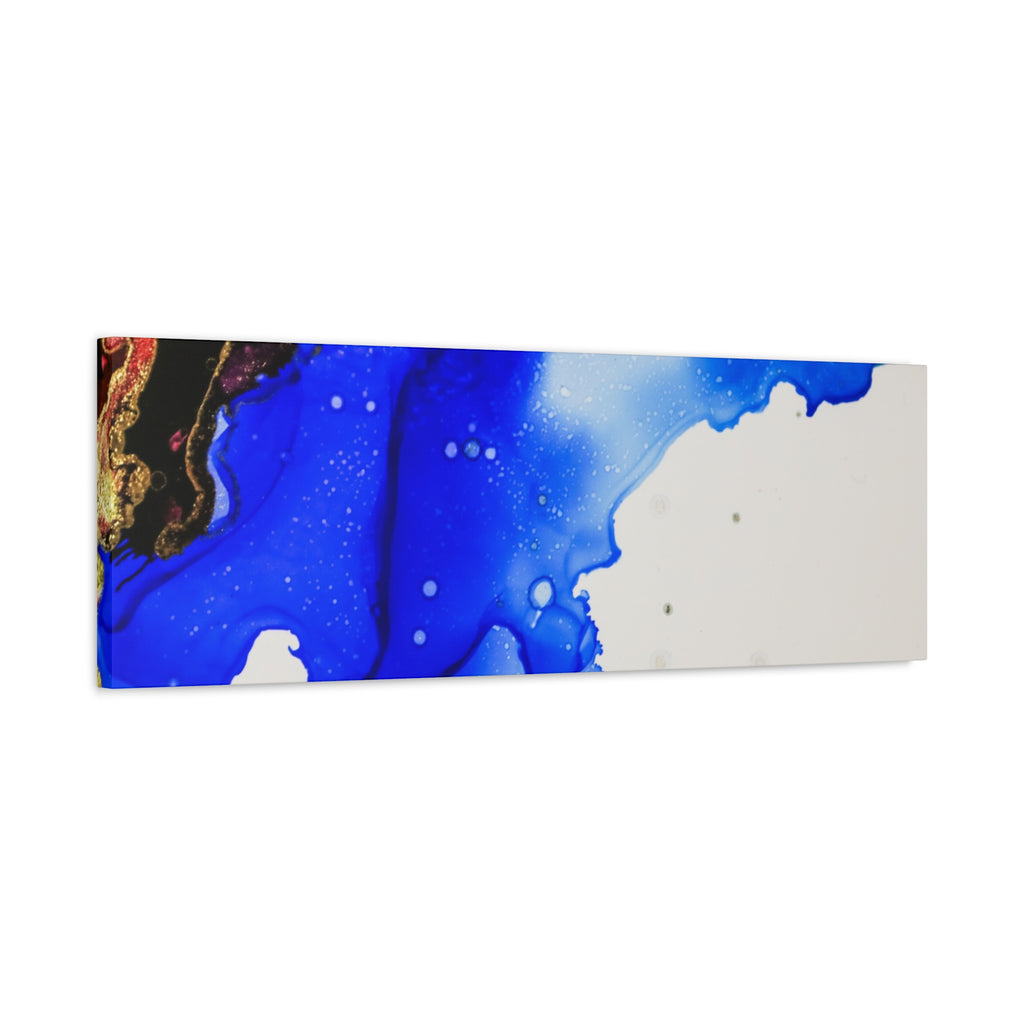 Abstract Blue Ink Art Canvas Print — Oceanic Fluid Painting