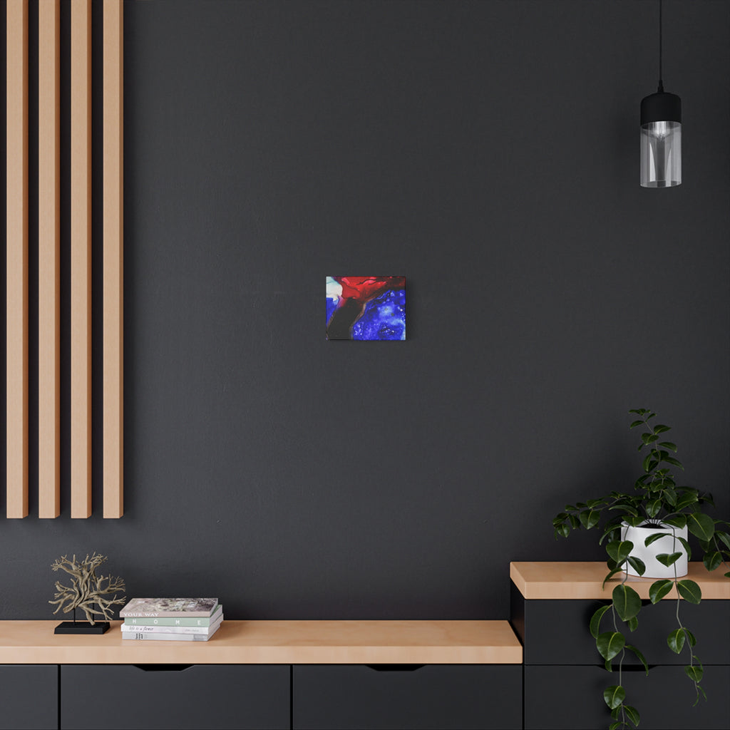 Abstract Geode Resin Art Canvas – Blue & Red Fluid Wall Art (Matte Stretched)