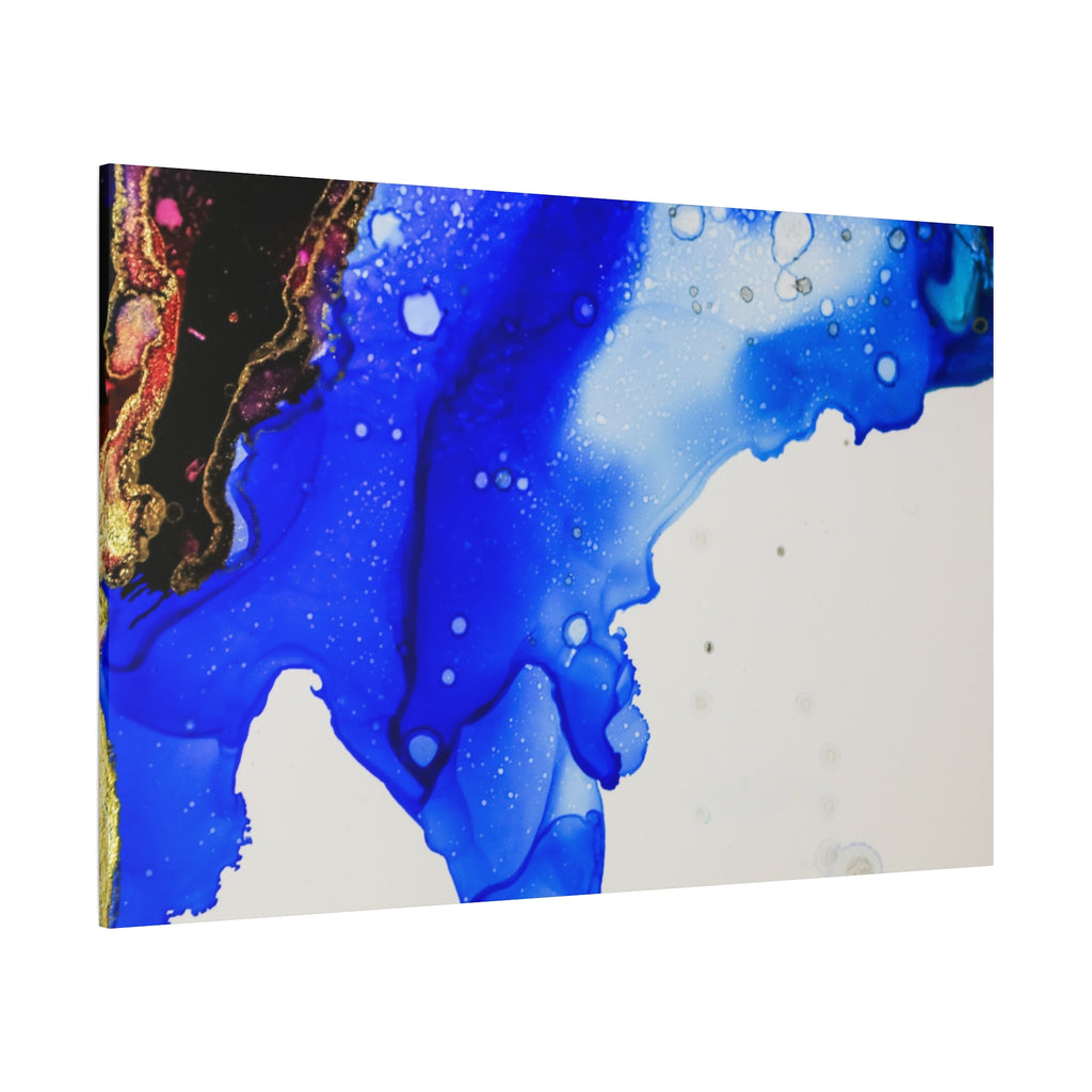 Abstract Blue Ink Art Canvas Print — Oceanic Fluid Painting