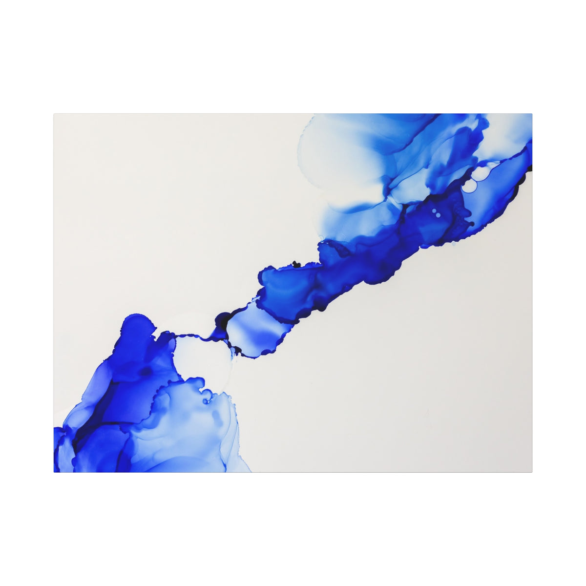Blue Ink Abstract Matte Canvas Print — Stretched 1.25\"