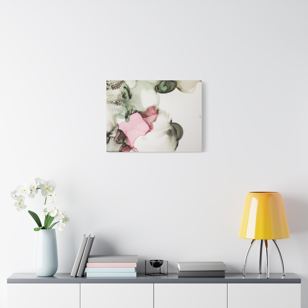 Abstract Pink & Sage Alcohol Ink Canvas Print — Modern Wall Art