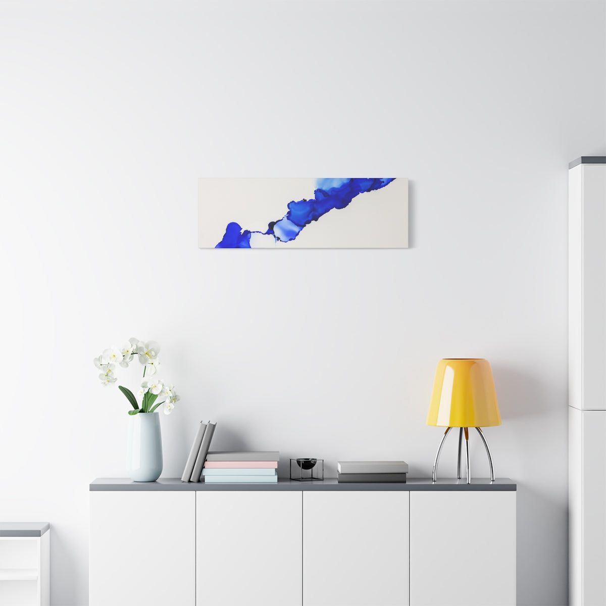 Blue Ink Abstract Matte Canvas Print — Stretched 1.25\"