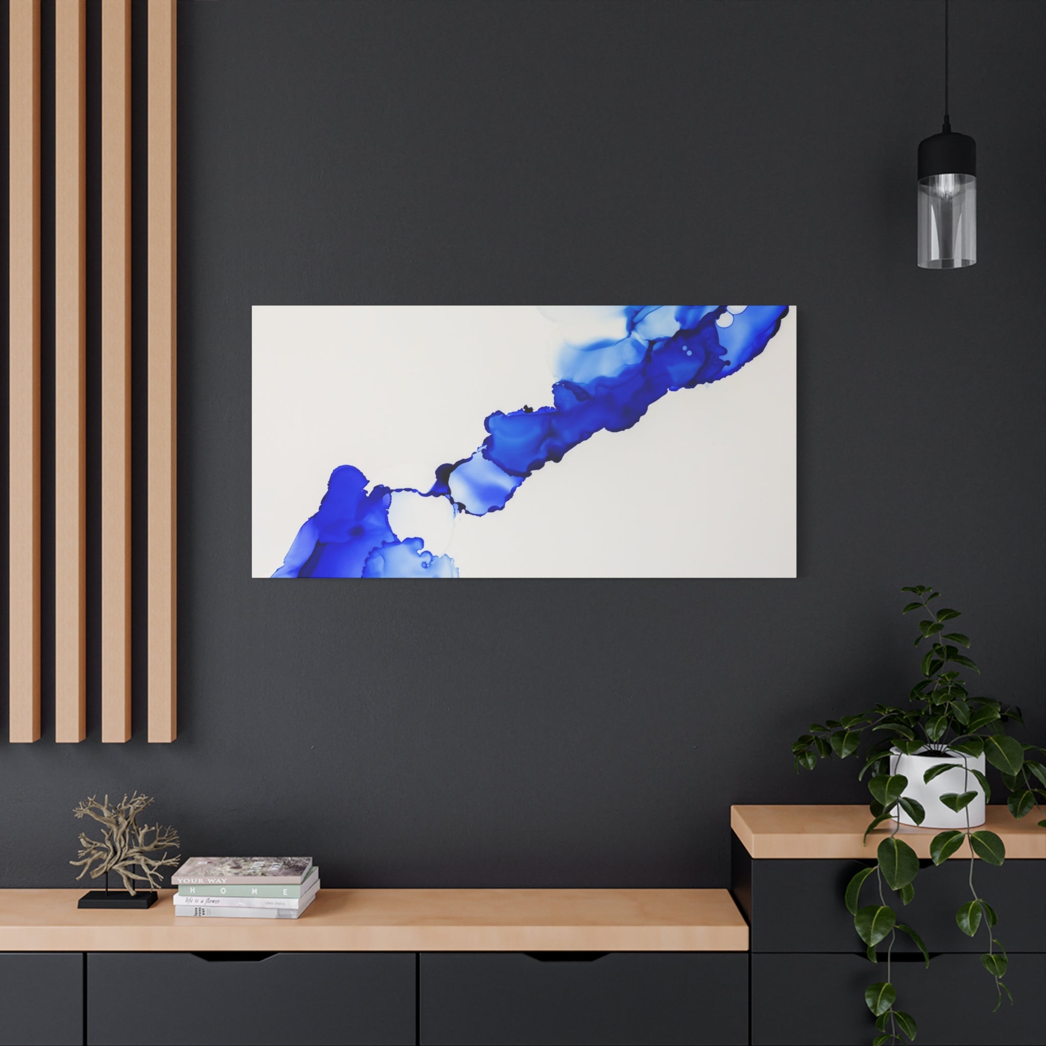 Blue Ink Abstract Matte Canvas Print — Stretched 1.25\"