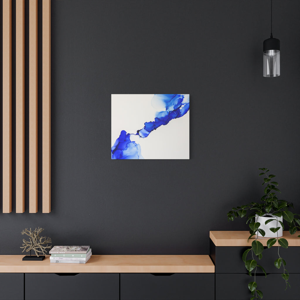 Blue Ink Abstract Matte Canvas Print — Stretched 1.25\"