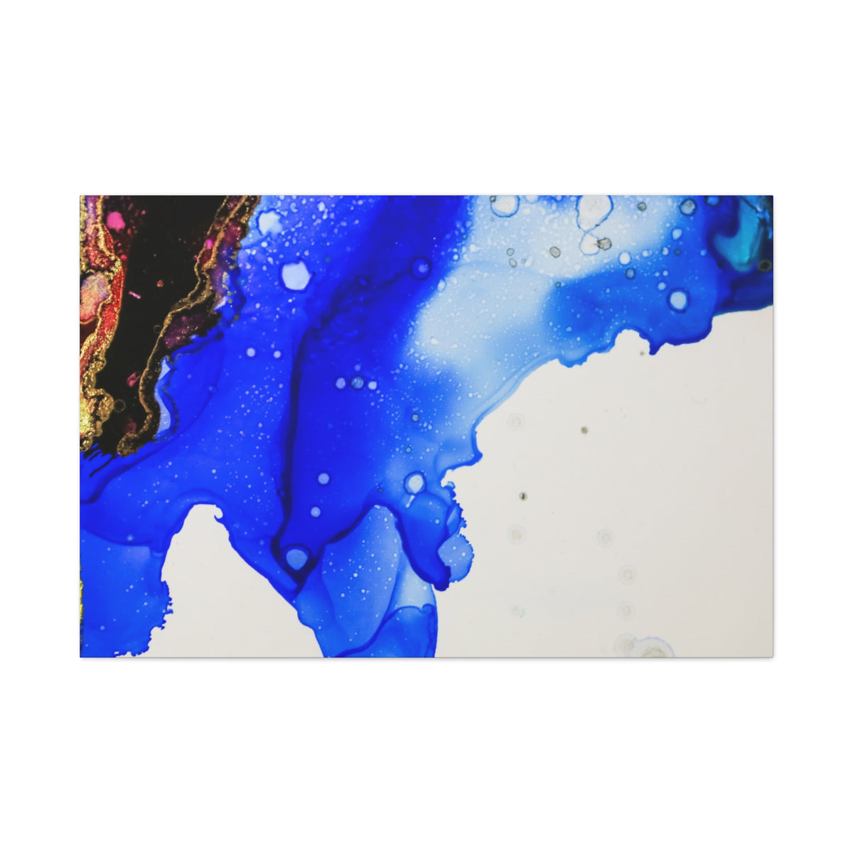 Abstract Blue Ink Art Canvas Print — Oceanic Fluid Painting