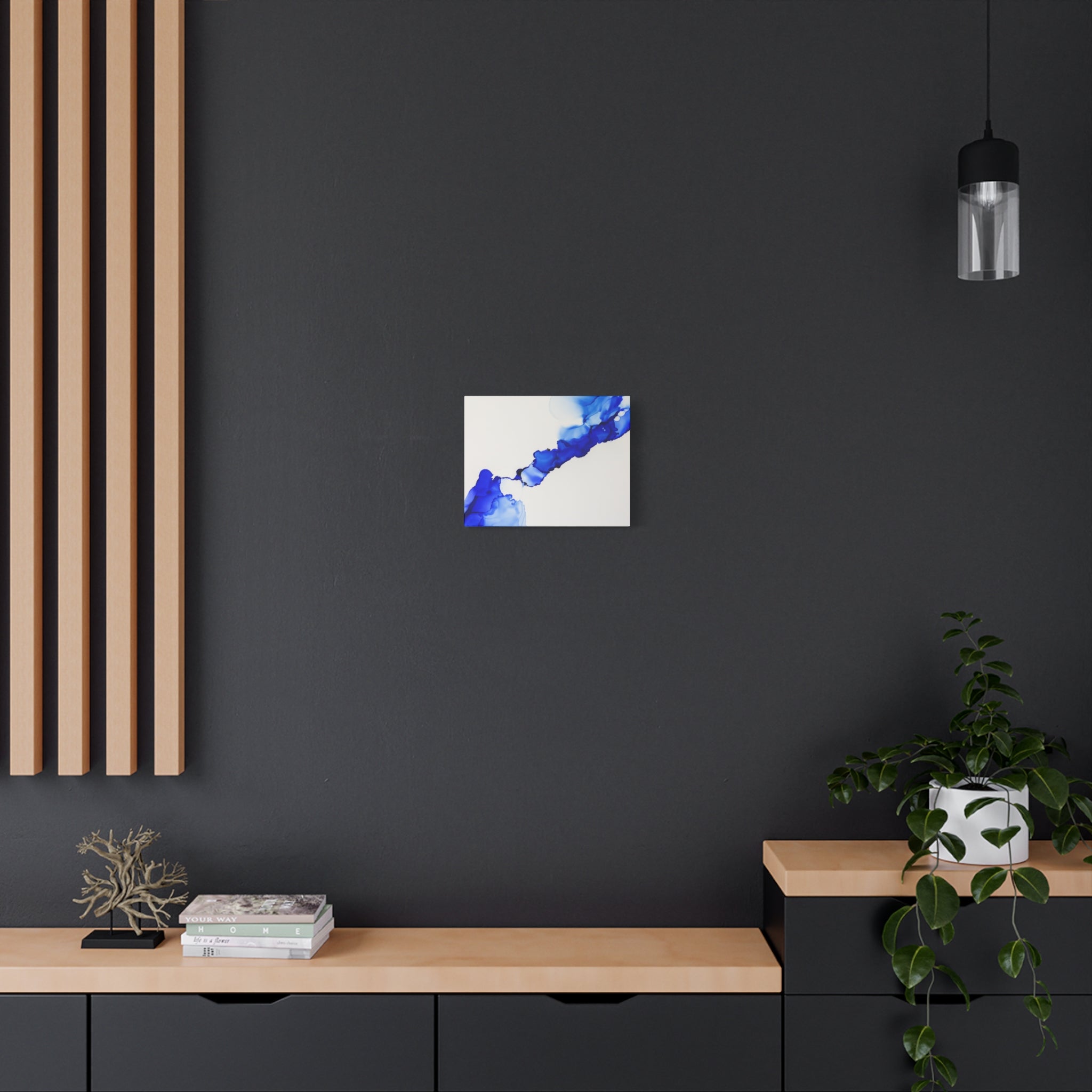Blue Ink Abstract Matte Canvas Print — Stretched 1.25\"