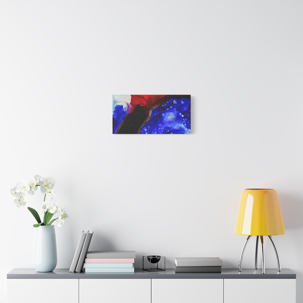 Abstract Geode Resin Art Canvas – Blue & Red Fluid Wall Art (Matte Stretched)